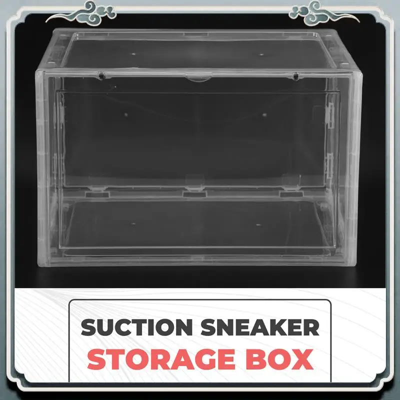 

Durable Magnetic Suction Sneaker Storage Box Transparent Basketball Shoes Shoe Box Collection Display Shoe Cabinet