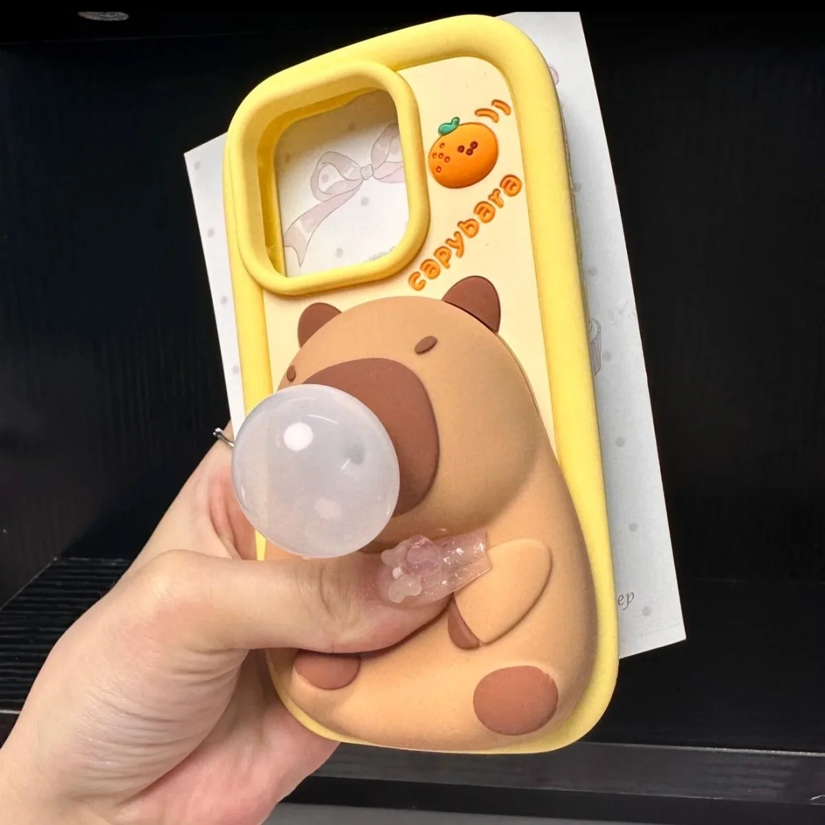 الكرتون كابيبارا السكويشات جراب هاتف آيفون 17 16 15 13 14 12 برو ماكس 11 17 برو ماكس تهب فقاعة حماية غطاء سيليكون