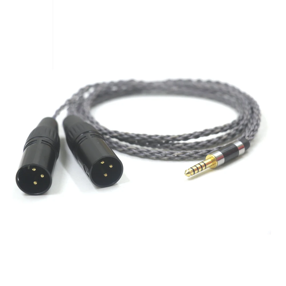 Grey High Quality 8 Cores Silver Plated 4.4mm Balanced Male to Dual 2x 3pin XLR Balanced Male Audio Adapter Cable