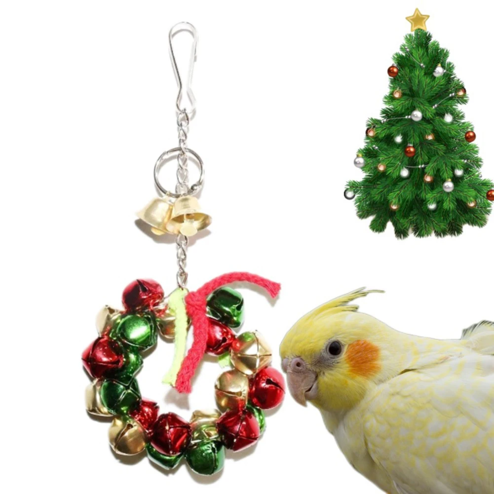 Parrot Toy Bright Color Iron Bells Bird Toy Colorful Chewing Hanging Cage Bite Pendant For Macaws Parakeet