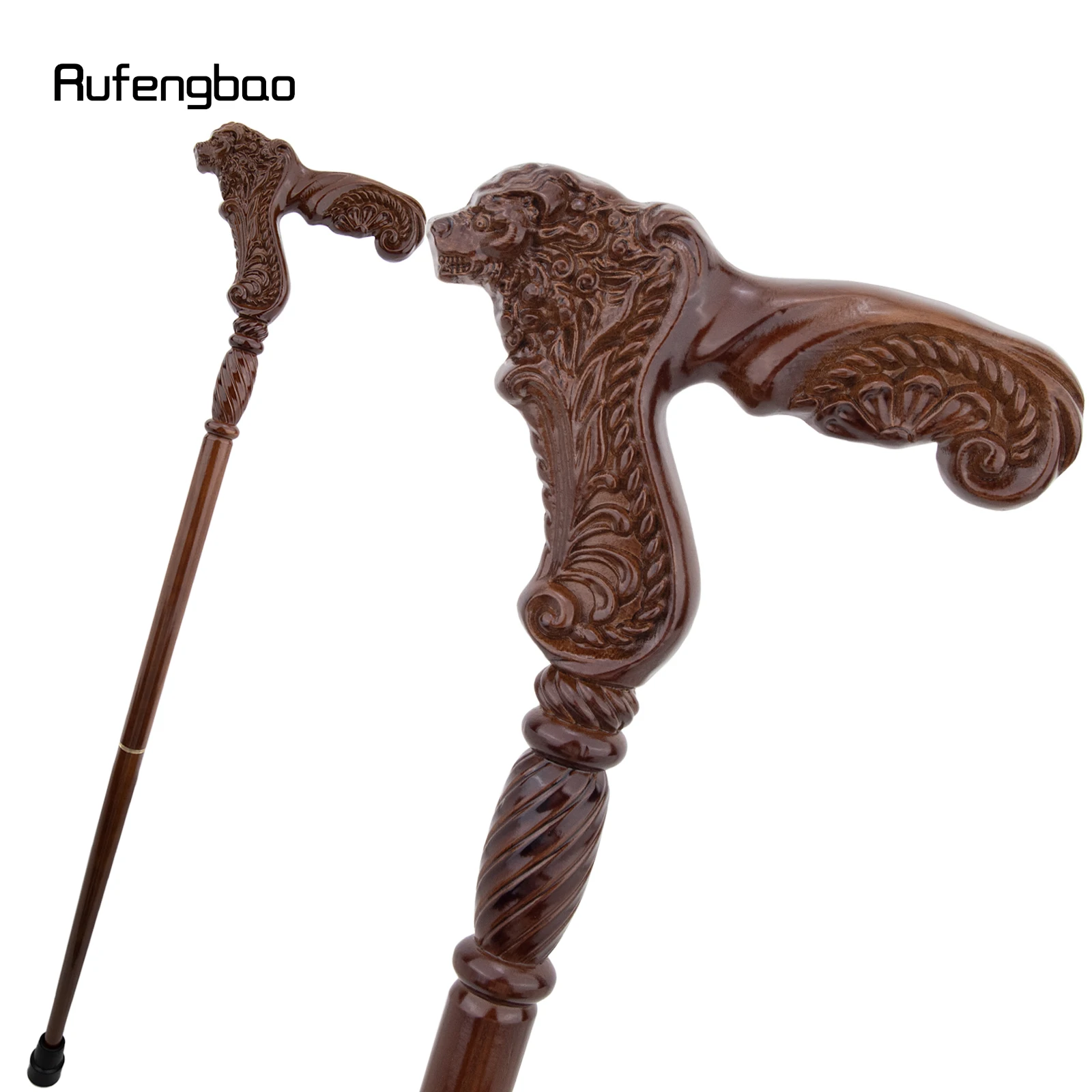 lion-brown-wooden-fashion-walking-stick-decorative-stick-cane-halloween-for-cosplay-and-parties-for-cosplay-party-93cm