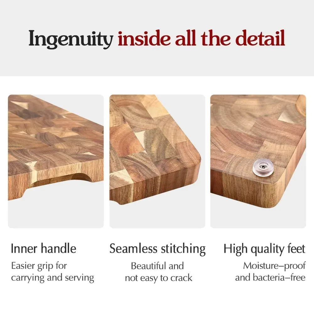 

Acacia Wood Splicing Chopping Board Double-sided Damp-proof Wooden Cutting Board Anti-mold Non Slip Cutting Boards Mats