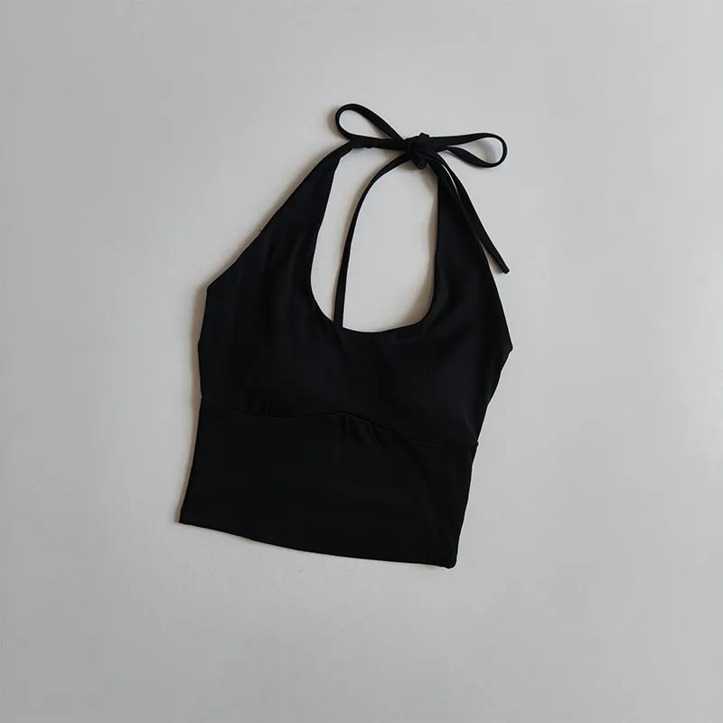 Sexy Neckholder-Yoga-Sport-BH-Weste mit schönem Rückendesign, festem Halt, einteiligem Cup, für Damen zum Laufen, Sommer, schlankmachend, Fitness-Oberteil. – Detail 9