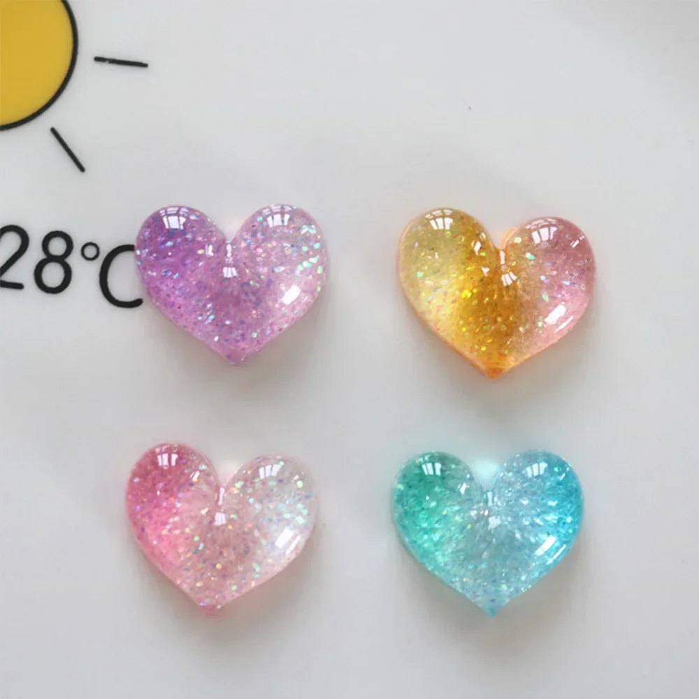 10 шт. Kawaii градиент 20x16 мм сердце плоская задняя часть смоляные кабошоны для шпильки для скрапбукинга DIY ювелирные изделия ремесло украшения аксессуары