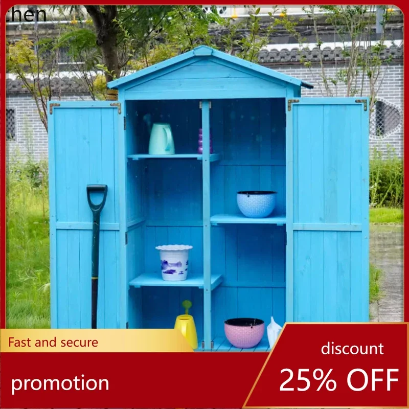 A2-27  Outdoor Storage Solid Wood Cabinet Villa Garden Tool Box Open Air Sunscreen Waterproof Storage Tool Cabinet