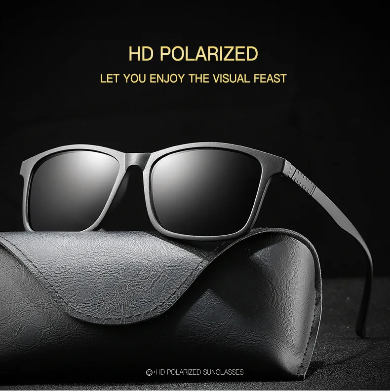 1PC Luxury Men Polarized Sunglasses Vintage Square Ultra Light TR90 Frame Driving Fishing Sun Glasses For Man UV400 Eyewear