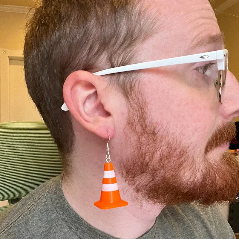 Creative 3D Traffic Cone Earrings For Women Funny Safety Cone Dangle Earrings Jewelry
