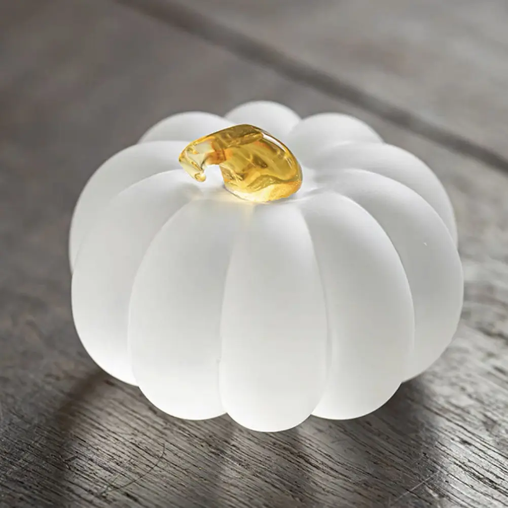 Chinese Calligraphy Paperweight Crystal Glass Pumpkin Shape Brush Rest for Writing Painting Practice