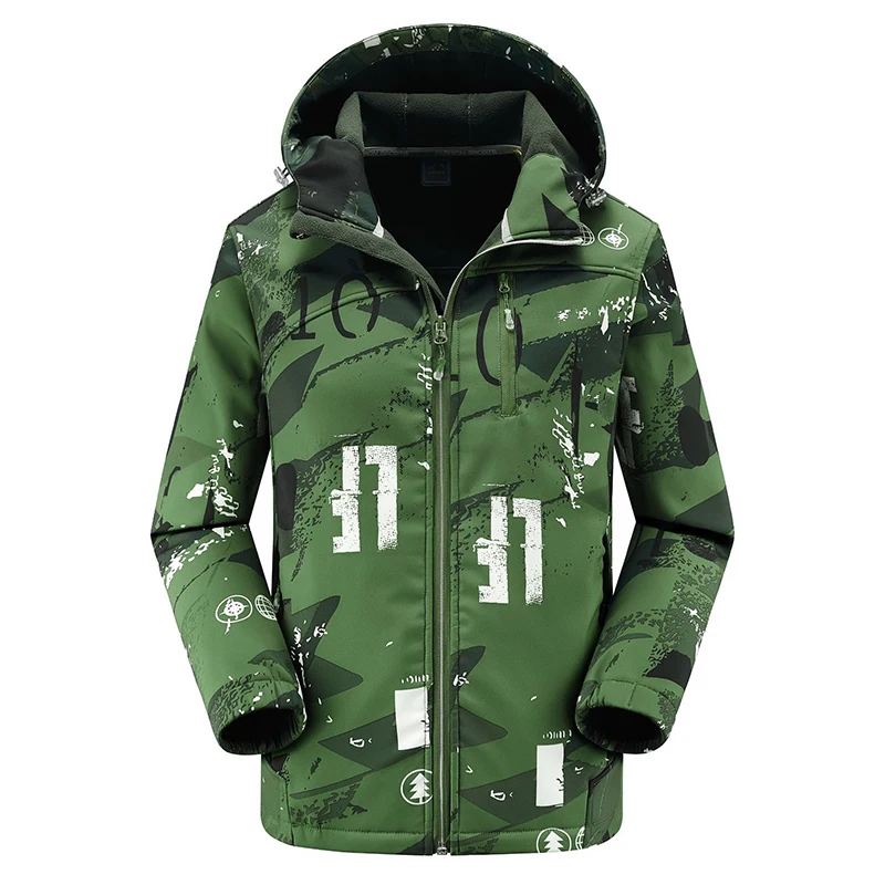 Winter Plush Men Warm Camouflage Coat Outdoor Sport Hiking Mountaineering Tourism Adventure Cycling Leisure Multi Pocket Jacket