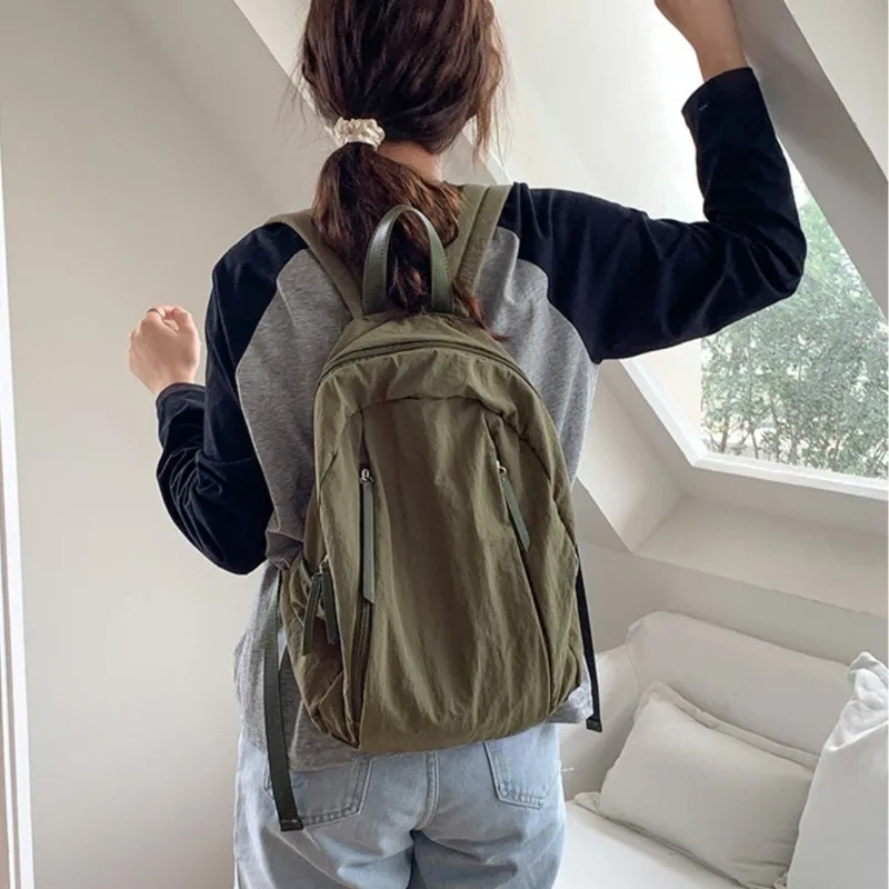 2024 neue Mode koreanischen Nylon Rucksack Frauen Reiß verschluss große Kapazität College-Student Rucksäcke lässige Einfachheit Reise rucksäcke