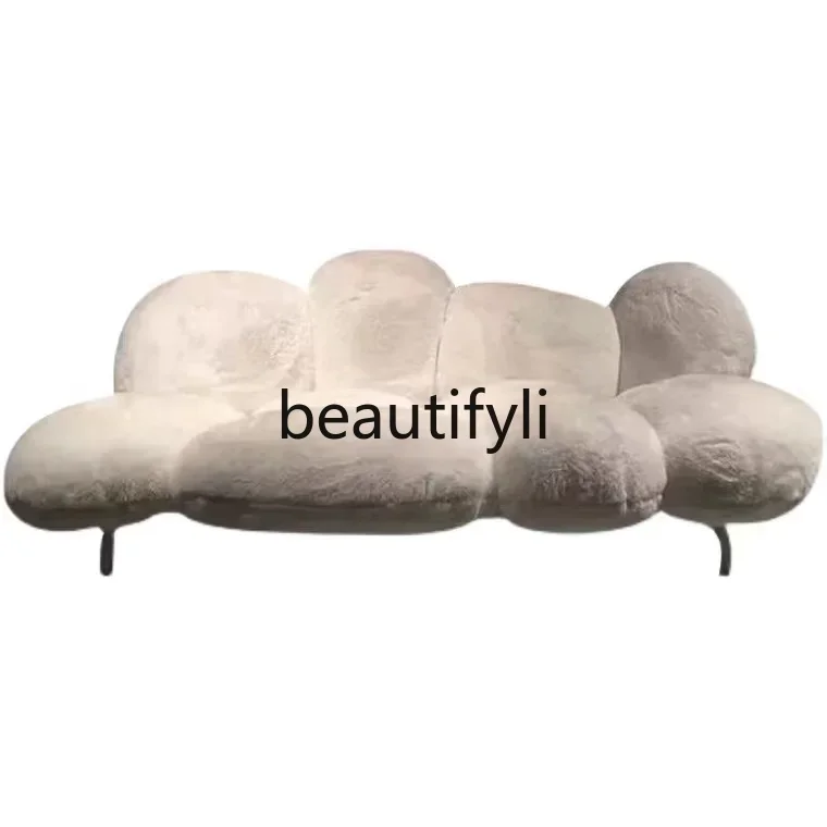 

Leisure sofa chair imitation rabbit fur furry hotel living room bedroom chair
