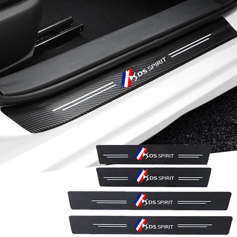 Carbon Fiber Door Sill Protector Adesivos, Scuff Plate, Decalques Protector, Citroen DS, Espírito, C3, C2, C1, C4, DS5, DS3, DS4