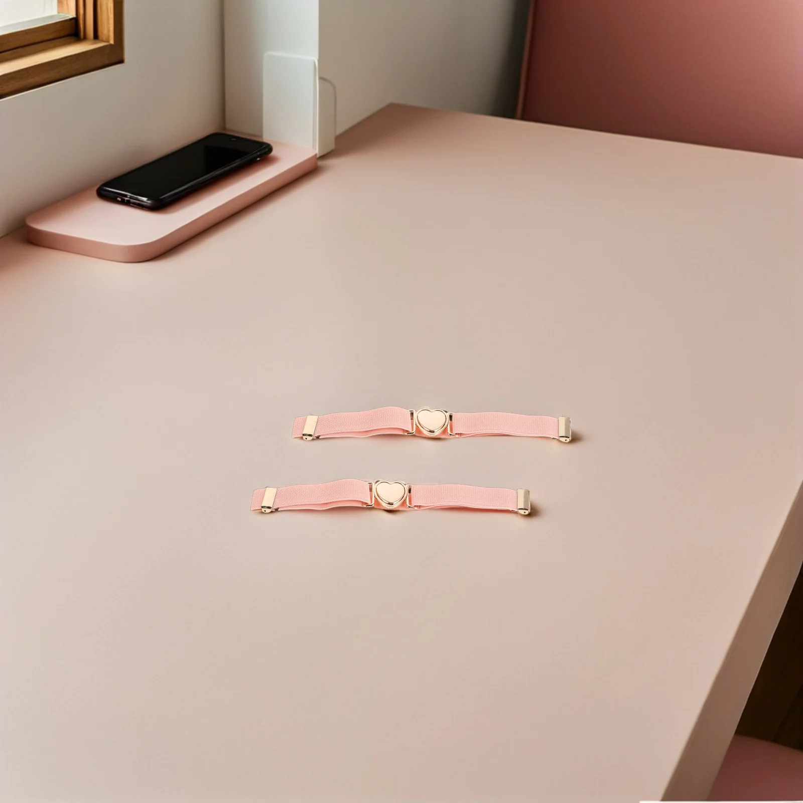 

2Pcs Decorative Belt Pink Adjustable Elastic Heart Waistband for Dress Jeans Skirt Daily Wear Party Outing