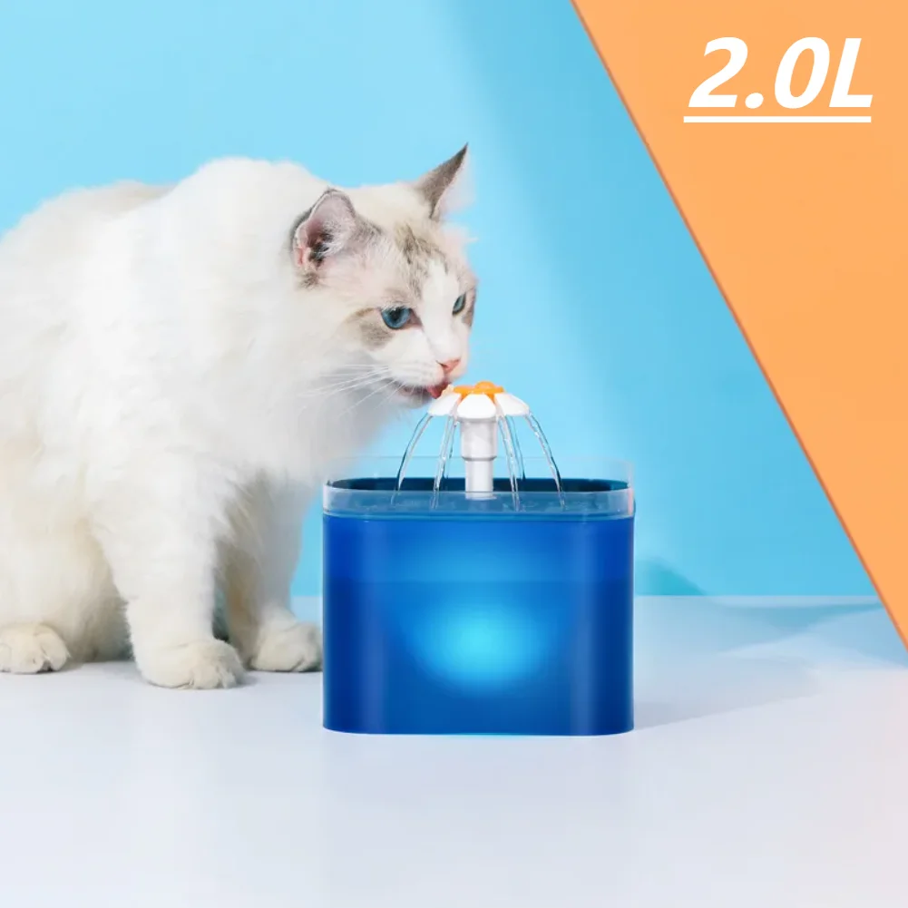 2L Water Dispenser for Dogs and Cats with LED Lights Automatic Automatic Water Circulation Filter Drinker Water Purifier for Pet