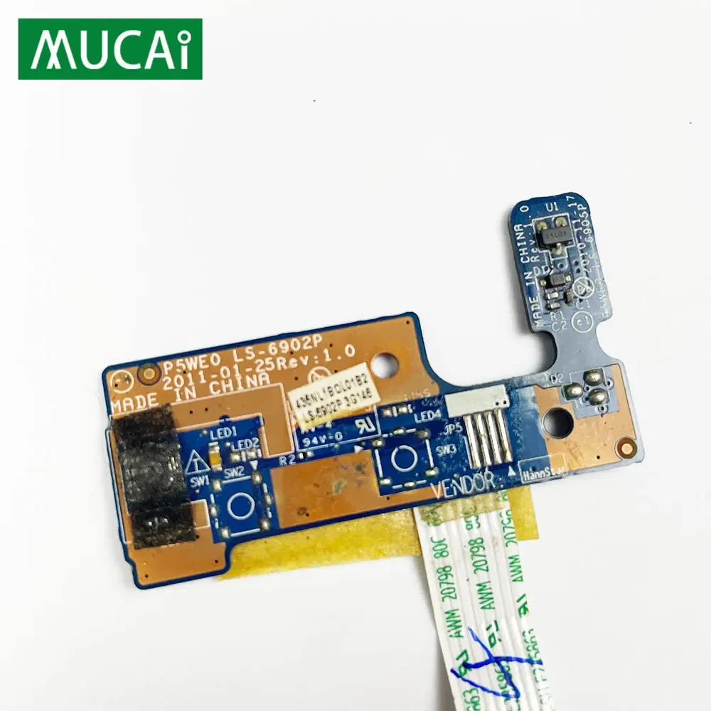 Placa do botão do poder do portátil com cabo, reparando acessórios, ajuste para ACER Aspire 5750, 5750G, 5350, 5755, 5780, P5WE0, LS-6902P