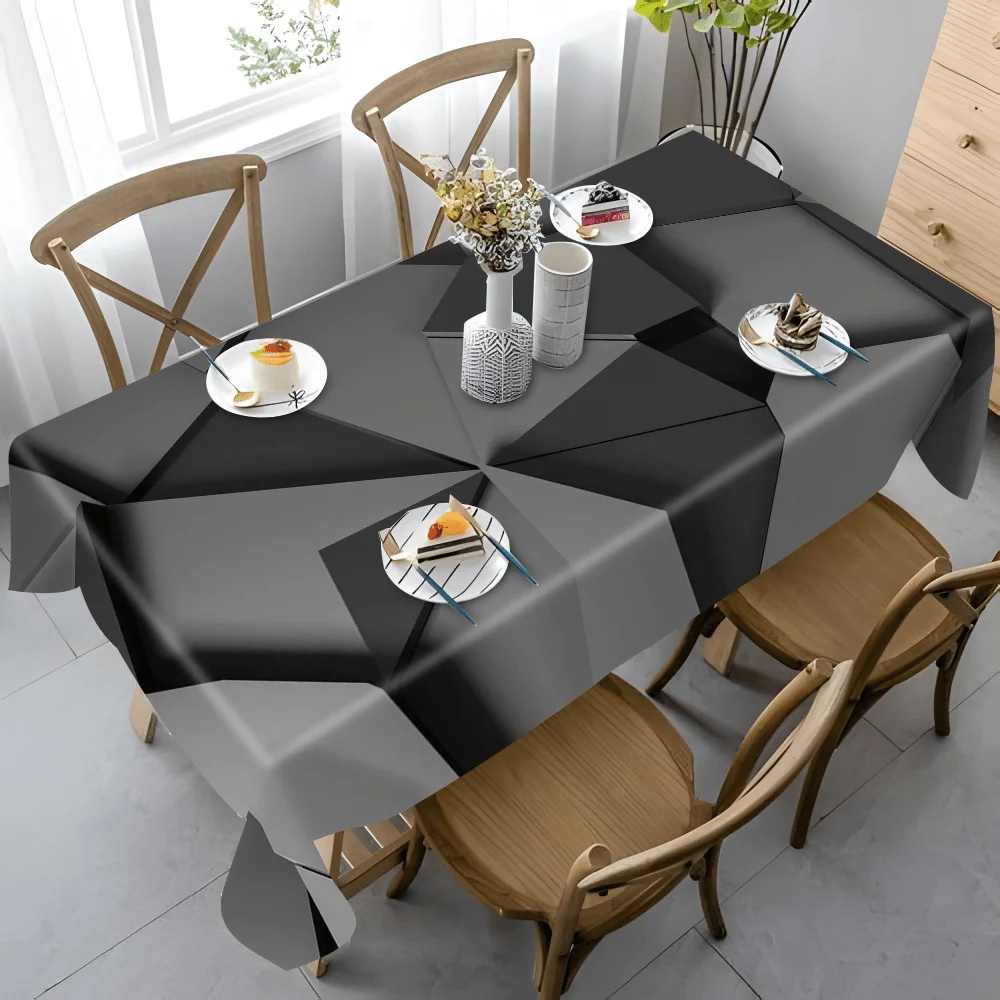 One geometric pattern tablecloth - durable and washable polyester fabric, perfect for picnicszyc