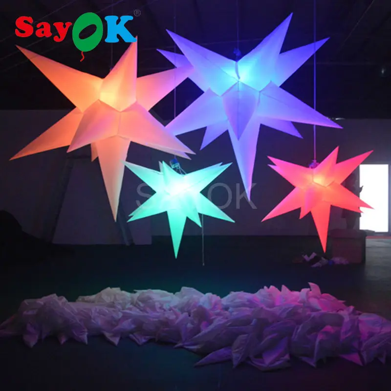 SAYOK Giant Inflatable Star Decorations Inflatable Hanging Star with Remote Controller Air Blower for Event Bar Advertising Show