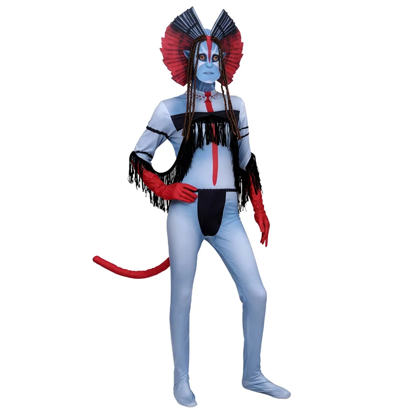 Avatar 3 Fire And Ash Cosplay Pandora Varang Tribal Na'vi Avatar Costume Women Kids Adult Jumpsuit Tail Mask Bodysuit Outfit Set - view 4