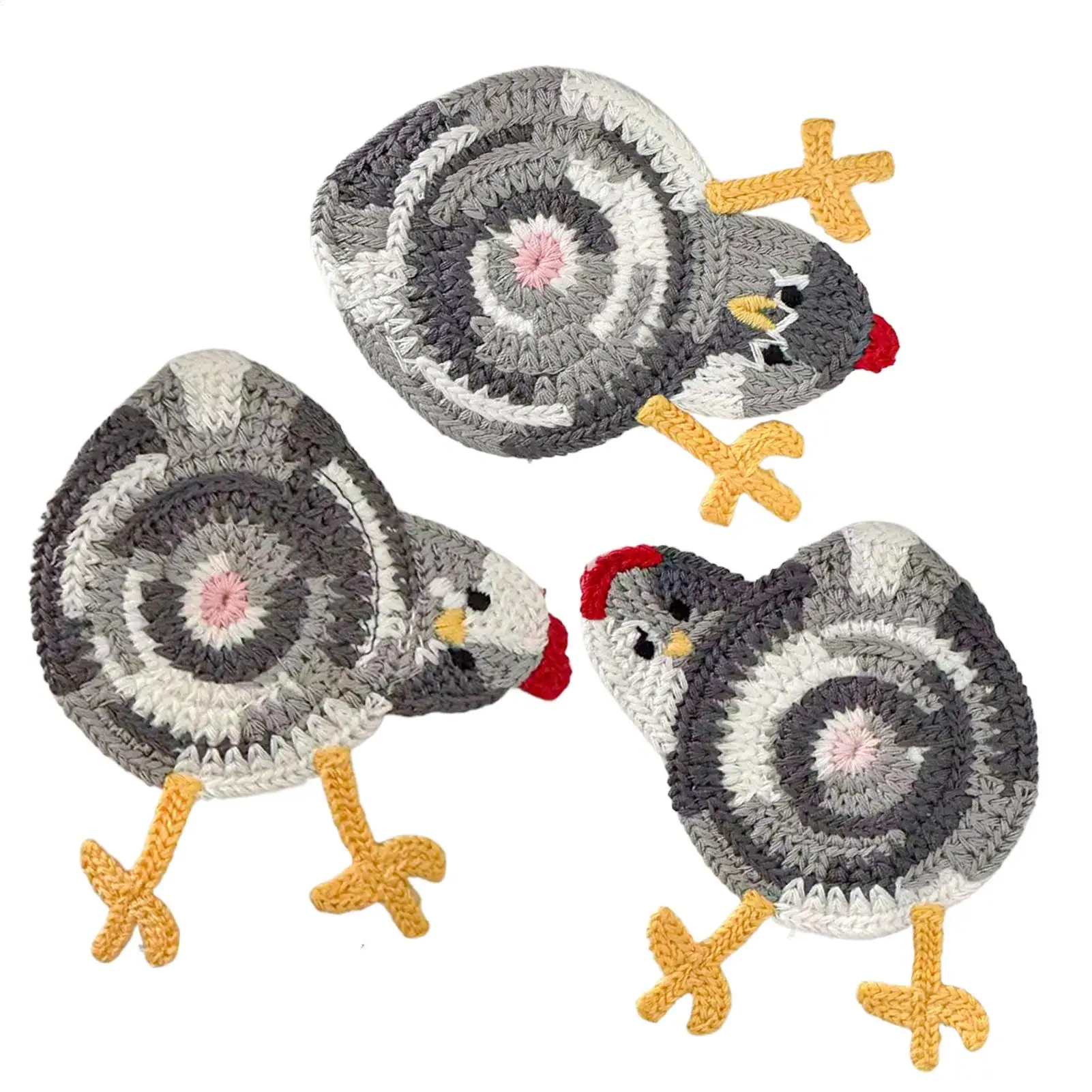 Funny Non-slip Cup Coasters Cute Chicken Crochet Tabletop Protection Knitted Table Mat For Kitchen Desk Home Bar Coffee