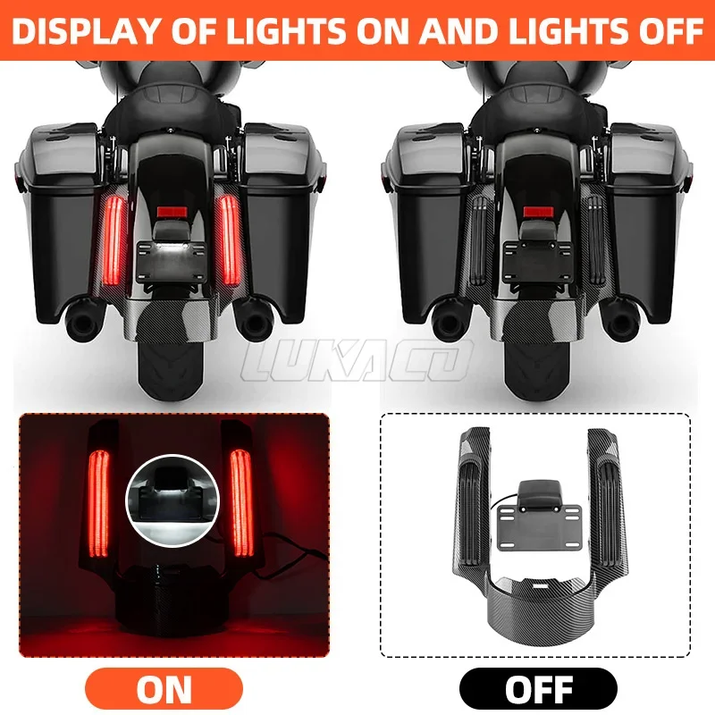 Motorcycle Mudguards CVO Style Rear Fender Extension Fascia With LED Light For Harley Touring Electra Glide Street FLHX 14-UP