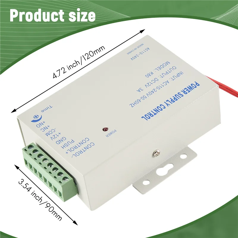 AC57-K80 Door Access System Electric Power Supply Control DC 12V 3A Miniature Power/Electric Lock Power/Access Control System