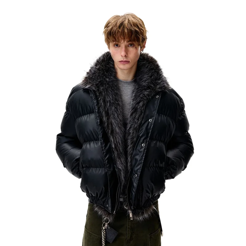 

Men's Fashion Puffy Parkas Winter Warm Puffer Overcoat Cotton Padded Thick Thermal Faux Fur Lined Coats Outerwear For Male