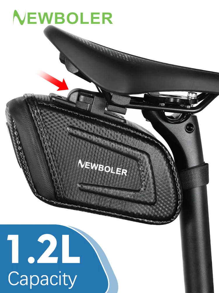 AliExpress NEWBOLER 1.2L Bicycle Saddle Bag Quick Release Waterproof MTB Road Bike Saddlebags Reflective Striped Bike Bag Bike Accessories