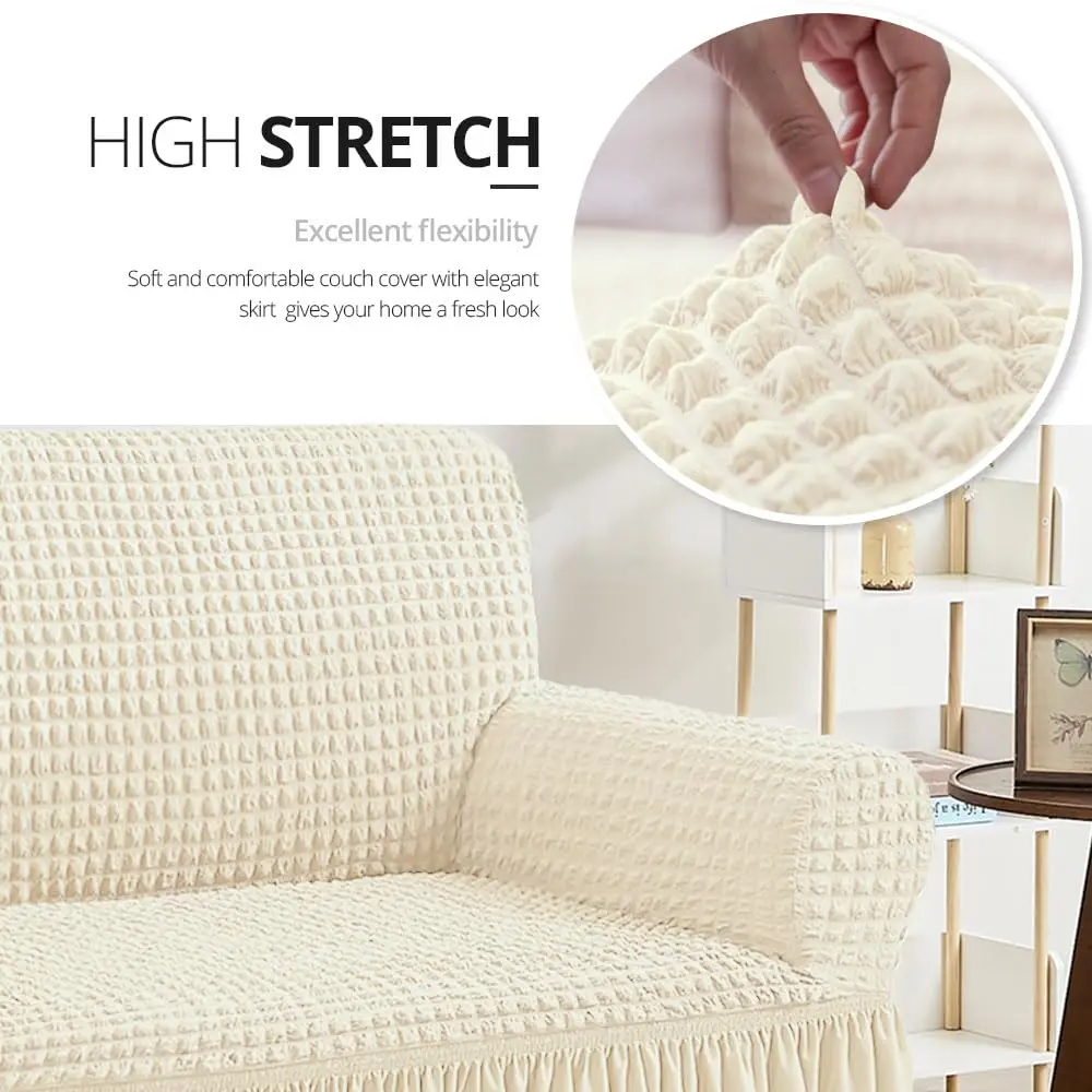 Country Style Sofa Slipcovers Beige Couch Covers Washable Stretch Fitted Sofa Cover for Cushion Couch Universal Seat Slipcover
