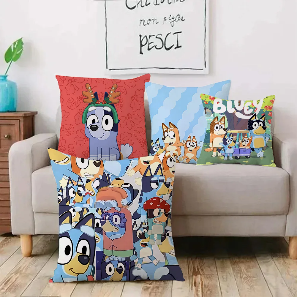 Cartoon Christmas Puppy B-Blueys Pillow Covers Cartoon Sofa Decorative Home Double-sided Printing Short Plush Cute Cushion Cover