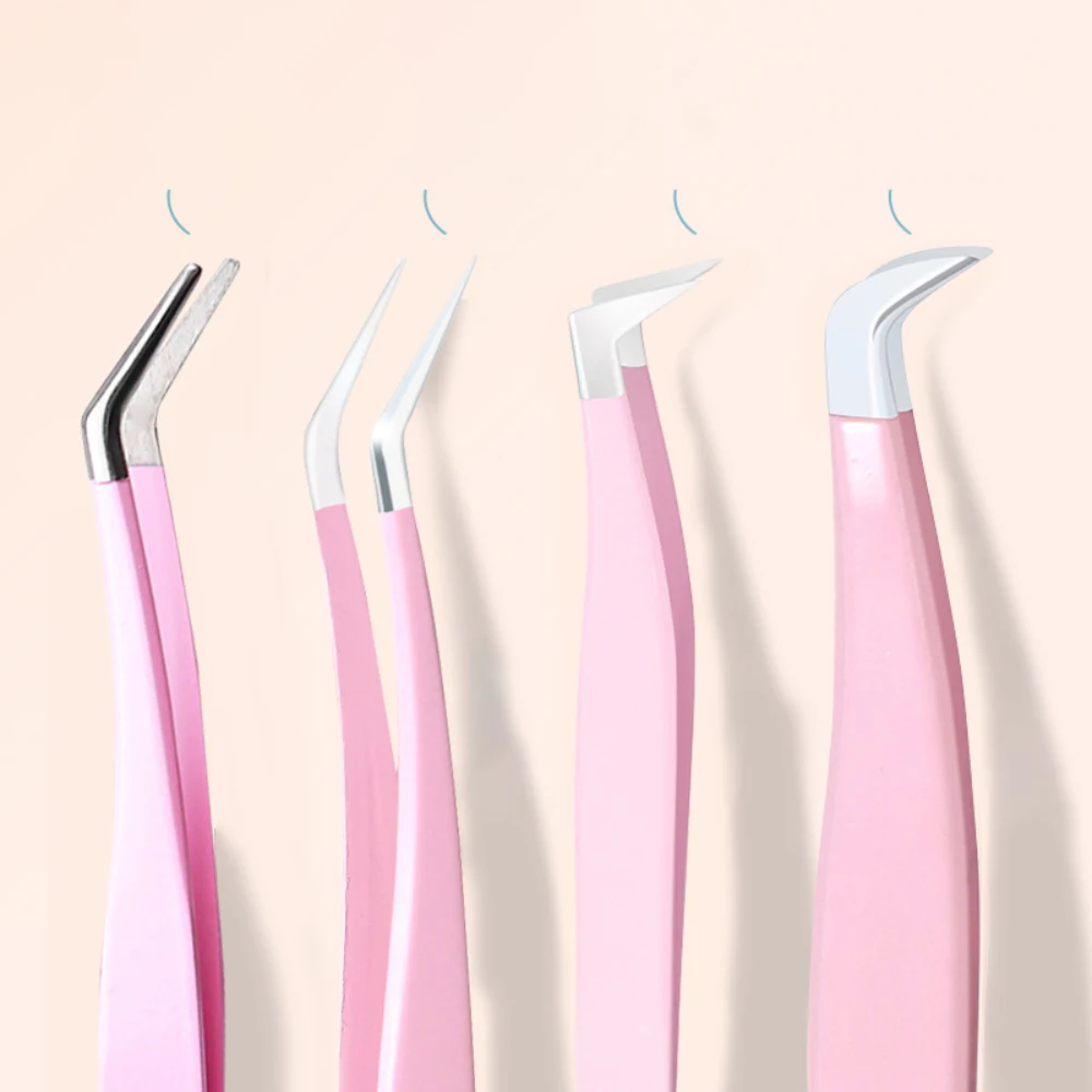 Pincettes à cils en acier inoxydable de haute précision, tête ronde, super dures, outils de maquillage de voyage