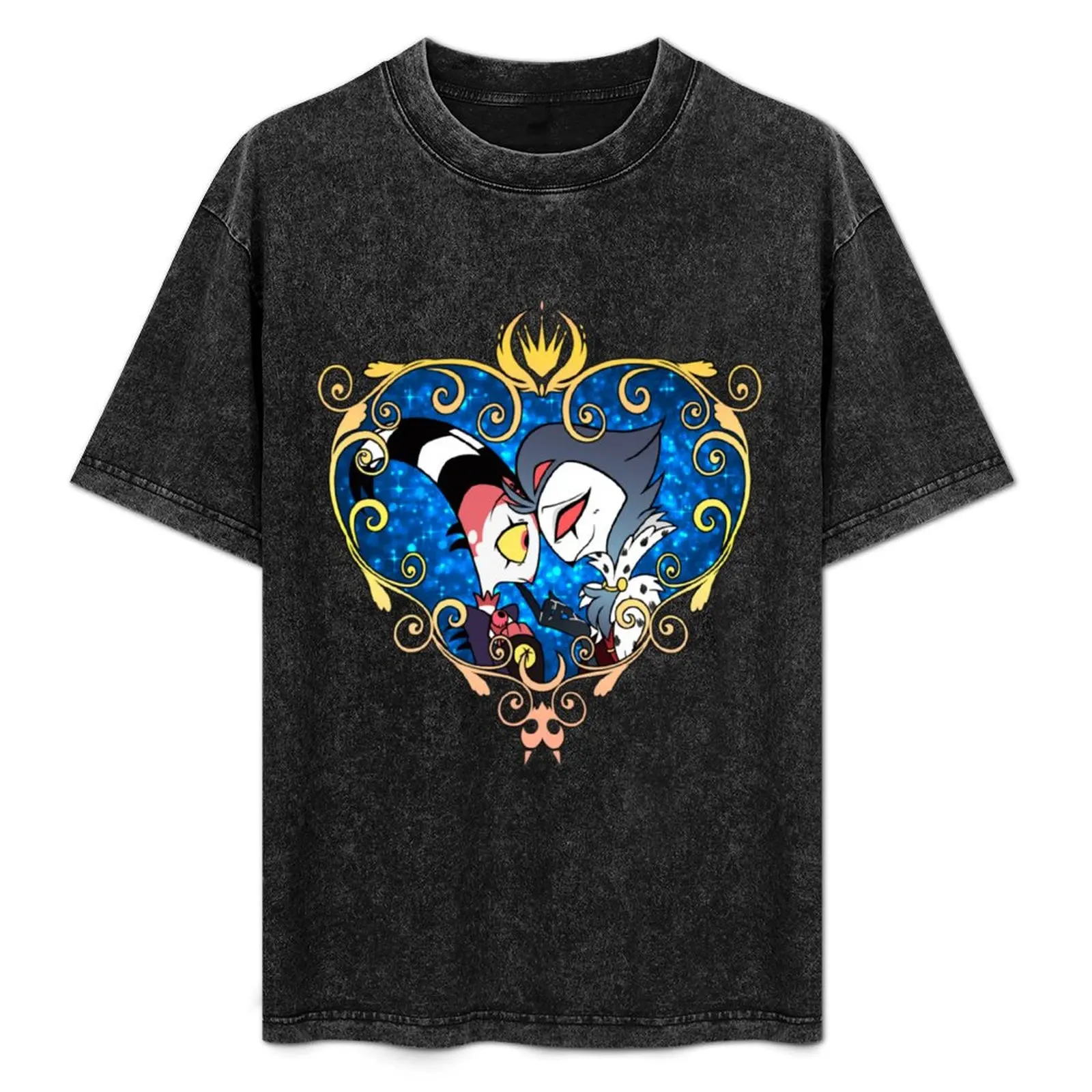

Helluva Boss Stolas and Blitzo Heart Frame T-Shirt blue lock anime stuff t shirts men