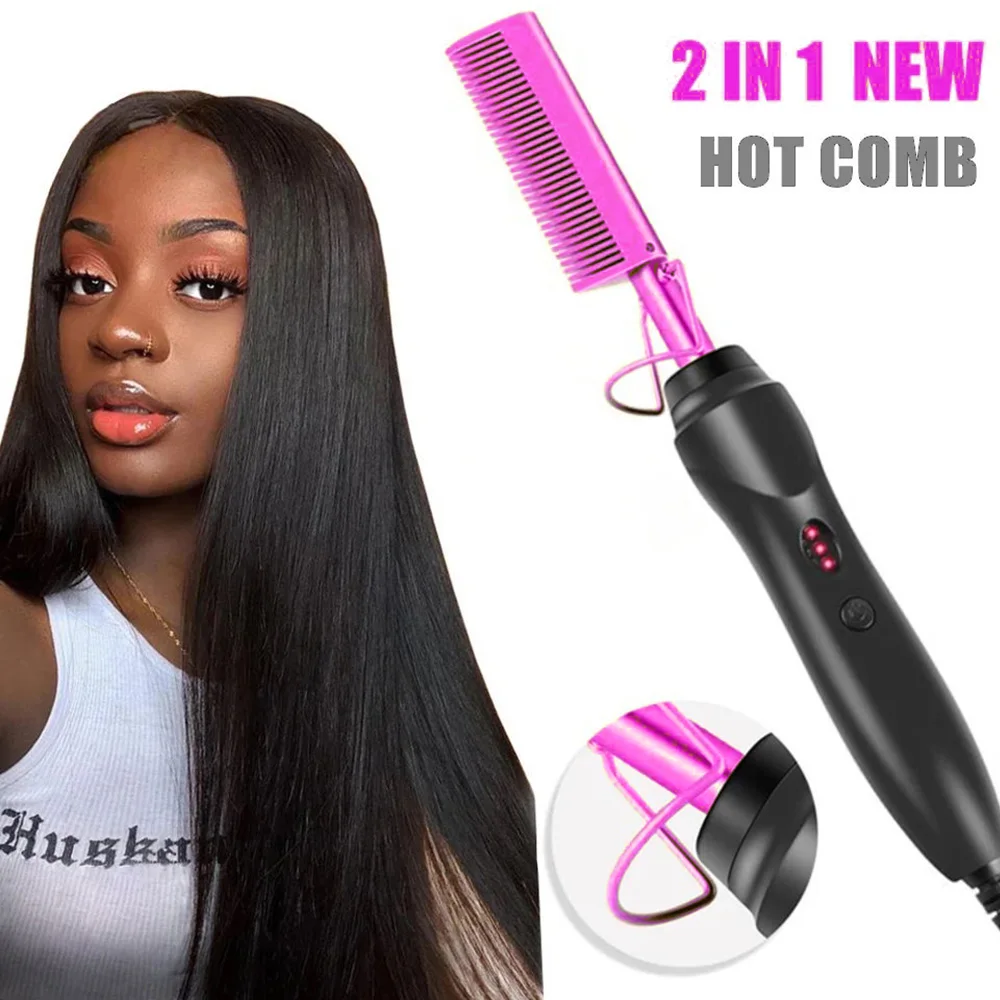 Haarglätter Glätteisen Glätteisen Pinsel Heißer Heizung Kamm Haar Gerade Styler Wellung Curling Eisen Haar Curler Kamm