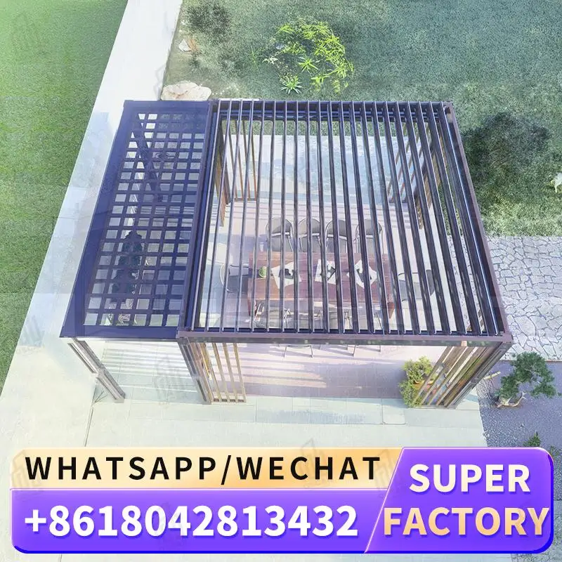 

Motorized Outdoor Patio Sun Shade Blinds Ziptrack Clear PVC Metal Waterproof Windproof for Gardens Balconies Patios Louver Pergo