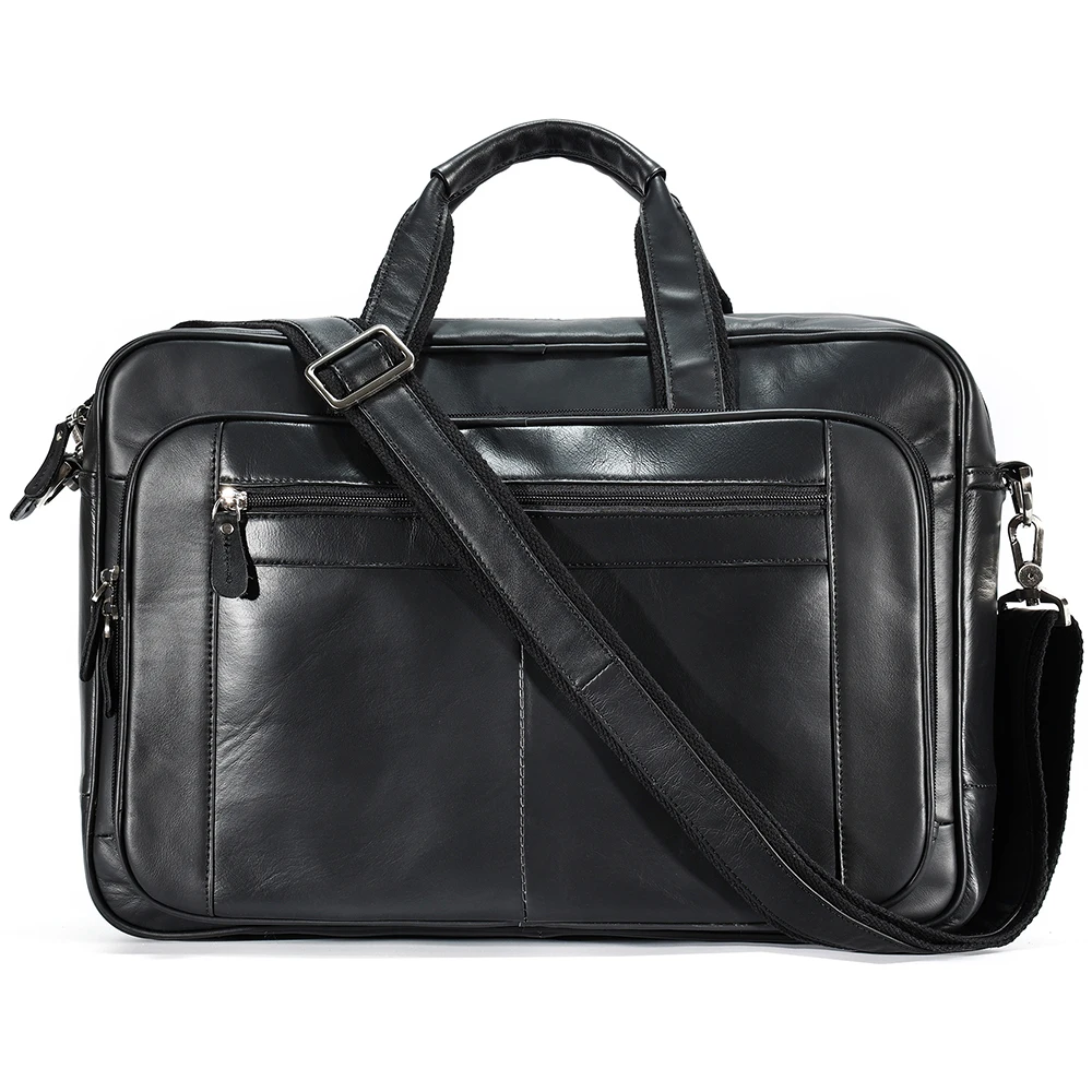 Men's bag large capacity crossbody bag cowhide business casual men's briefcase 17 inch leather computer bags handbag wholesale