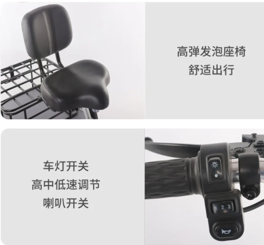 Foldable Adult Electric Tricycle Cargo 3 Wheel For Seniors 400W Family Electric Bike Range 60km With Baskets Removable Battery