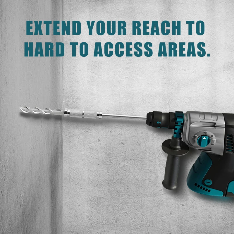 Heavy Duty Double Round Shank Extender, Drill Accessory for Home Repair & Metalworking, Secure Fit Extension Rod