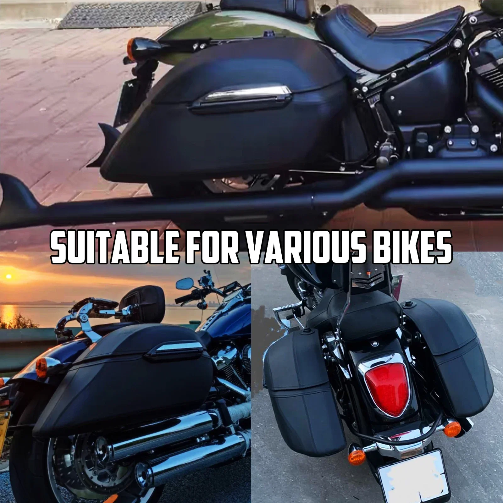 Bolsas duras para motocicleta, alforjas, maletero, equipaje y Kit de soporte de montaje resistente para Harley Touring Softail XL, Suzuki y BMW
