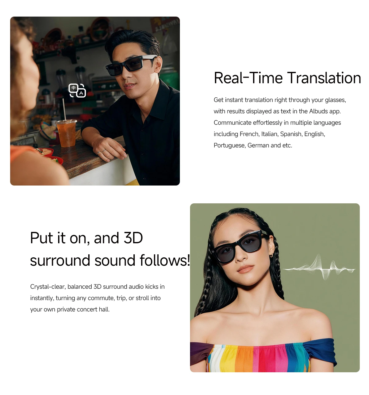 MT5 Ultra AI Smart Glasses Real-time Translation Glasses 800W Pixel Camera Photo Video Recording Waterproof Smart Sunglasses NEW