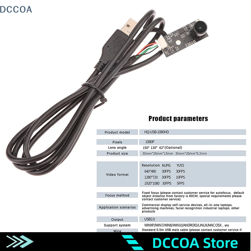 1080PHD USB Camera Module Voor 3D Printer Vaste Focus 130/150 Graden Gratis Drive USB2.0 UVC OTG Voor Linux