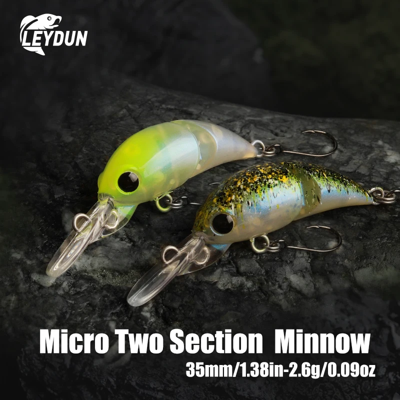 LEYDUN 35mm 2,6g Micro Angelköder Zwei Abschnitte Schwimmende Minnow Flach Tauchen Crankbait Angeln Künstliche Swimbaits Köder