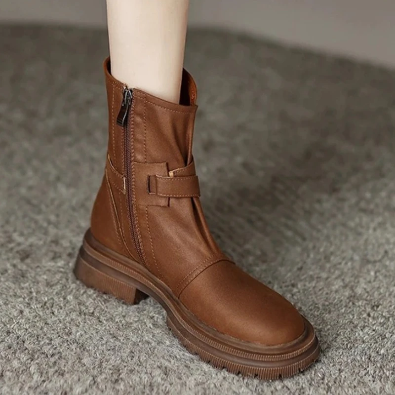 

Женские ботильоны на плоской подошве, модная обувь, зимние ботинки челси в стиле ретро 2025, новое удобное прогулочное платье, готические короткие Mujer Botas