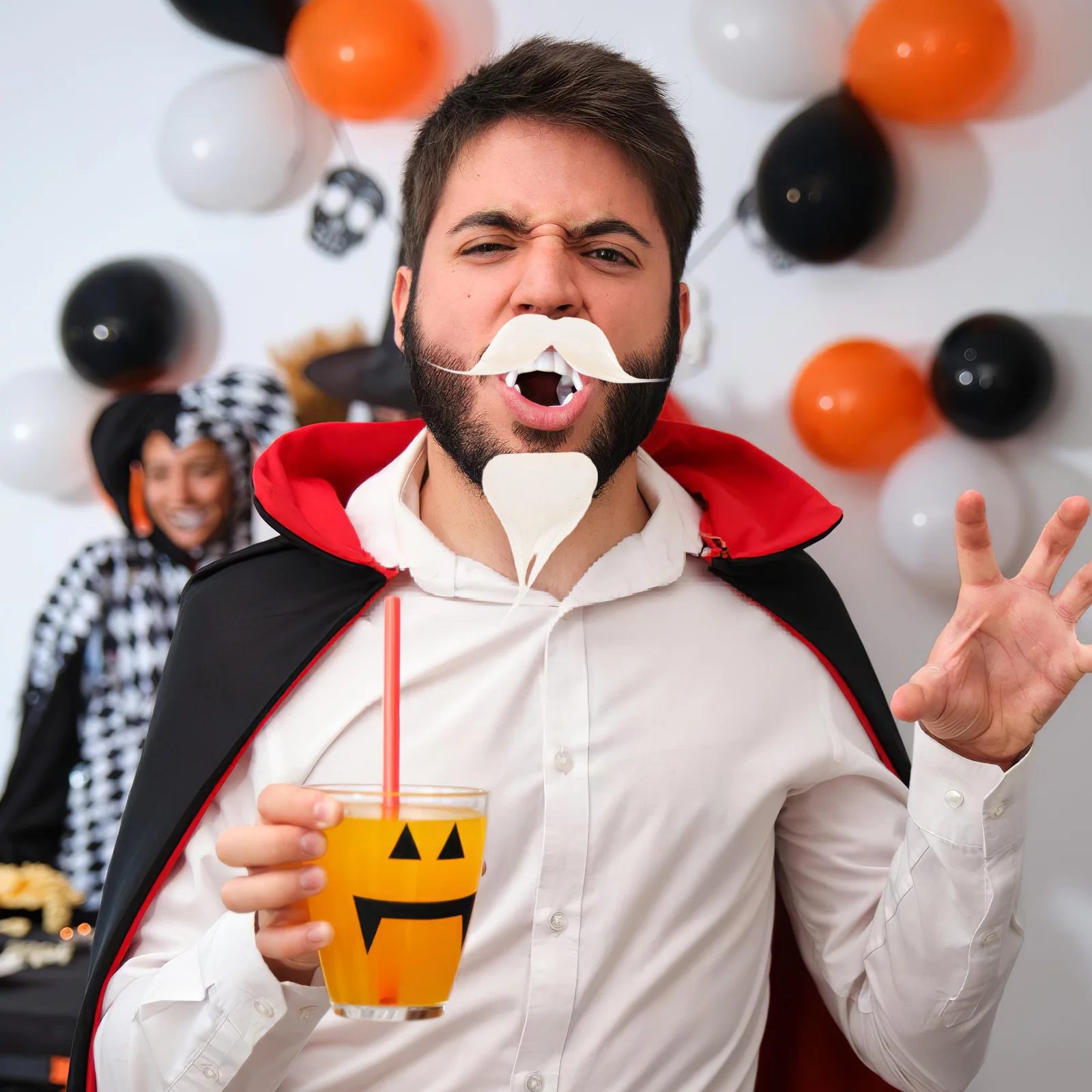 2 set Barba bianca Costume da uomo anziano Prop Capelli facciali finti realistici per la festa di Natale di Halloween Cosplay Vestito da Babbo Natale