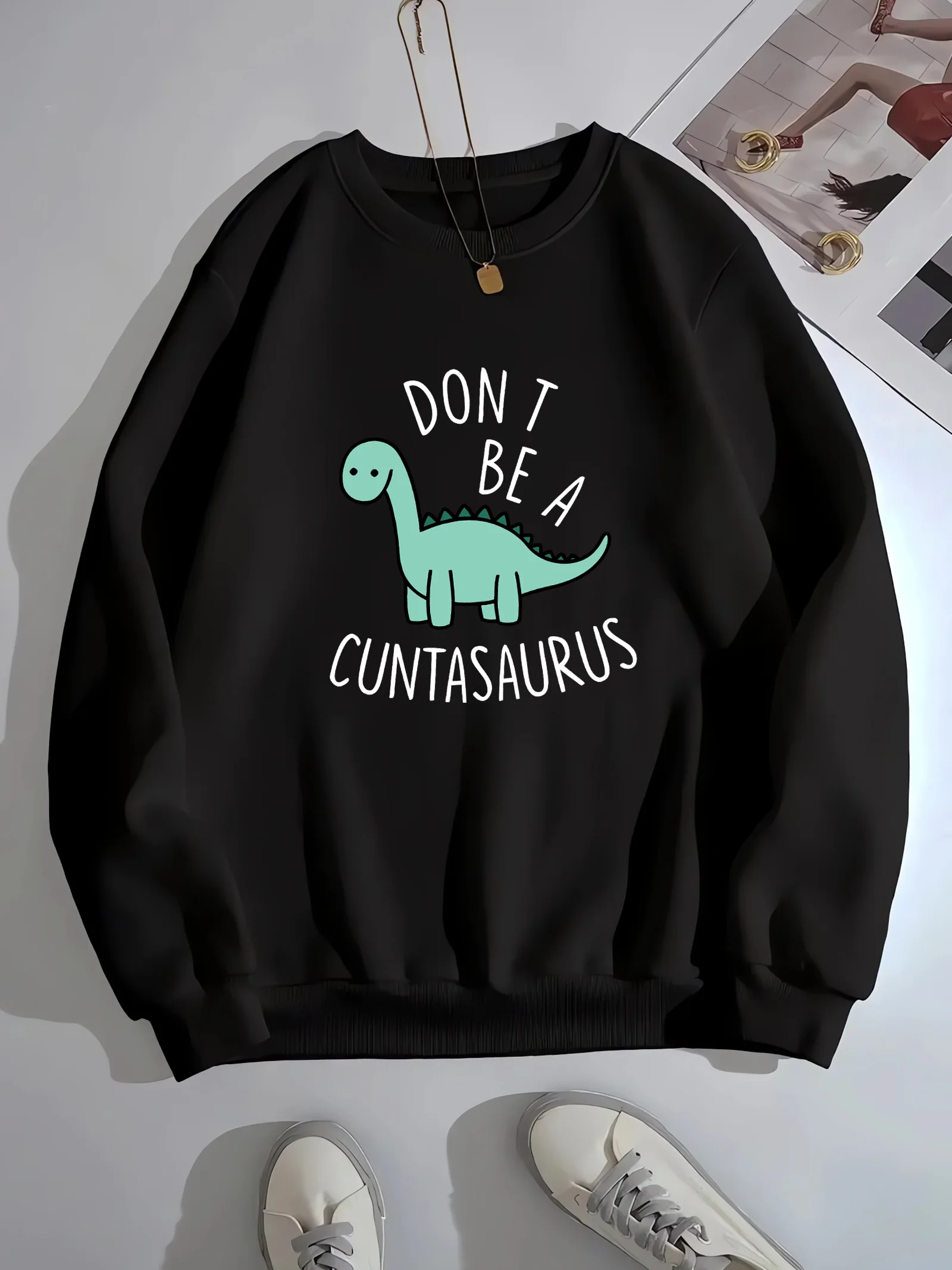 

Fashionable and trendy, women's round neck printed hoodie, women's autumn and winter casual clothing, loose and comfortable