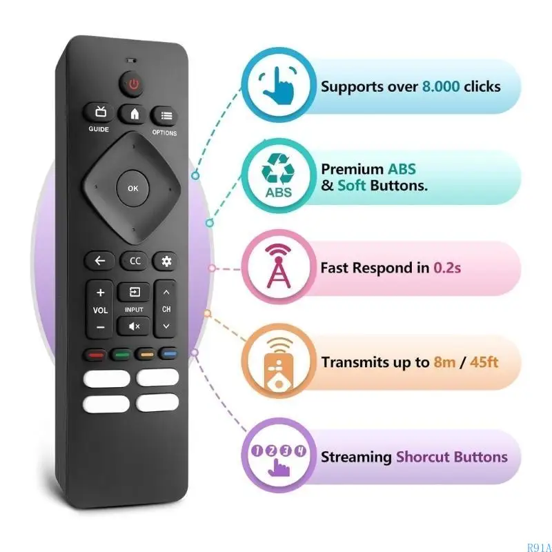 R91A 43PUL7652 Controllo telecomando per F7 75PFL5604/F7 75PFL5604/F7A 75PFL5604/F7E 75PFL5704/F7A LCD Sostituzione televisiva