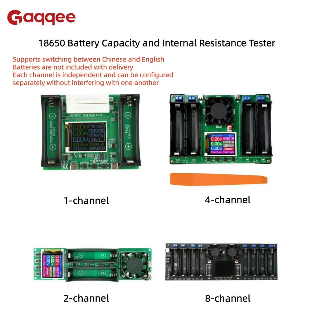 1/2/4/8-Channel 18650 Battery Capacity and Internal Resistance Tester, Electronic Load Tester, Automatic Charge/Discharge Module