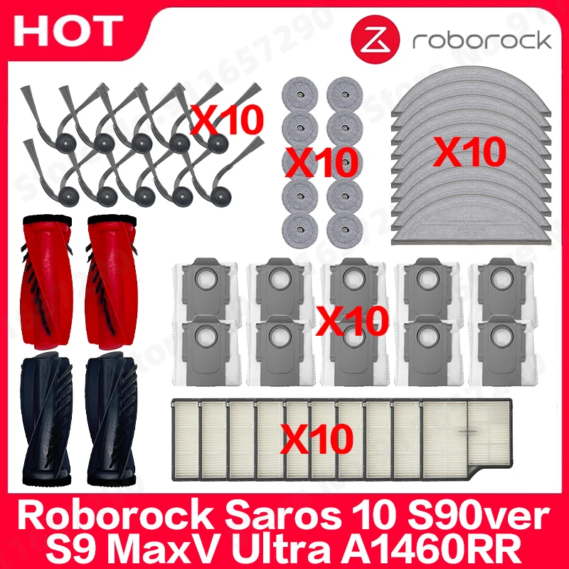 

Fit For ( Roborock Saros 10 / S9 MaxV Ultra / S90ver / G30 / A1460RR ) Part Accessories Main Side Brush Filter Edgewise Mop Kit