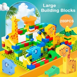 Dinosaur Marble Balls Building Blocks Animal Dinosaur Race Run Track Model Construction Stack Big Bricks Puzzle Toy Kids Gift