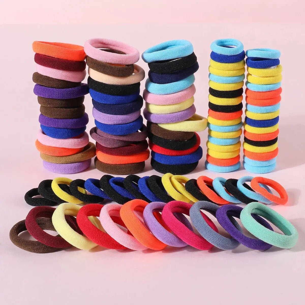 100Pcs Girls Elastic Hair Bands 2.5CM 4CM Colorful Hair Ties Children Ponytail Holder Headband Scrunchies Girls Hair Accessories