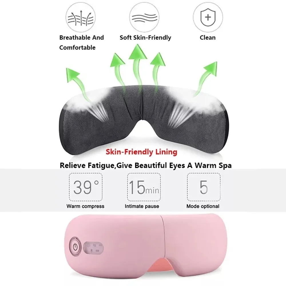 Eye Massager Smart Airbag Vibration Eye Care Instrument Hot Compress Bluetooth Eye Massage Glasses Fatigue Pouch & Wrinkle