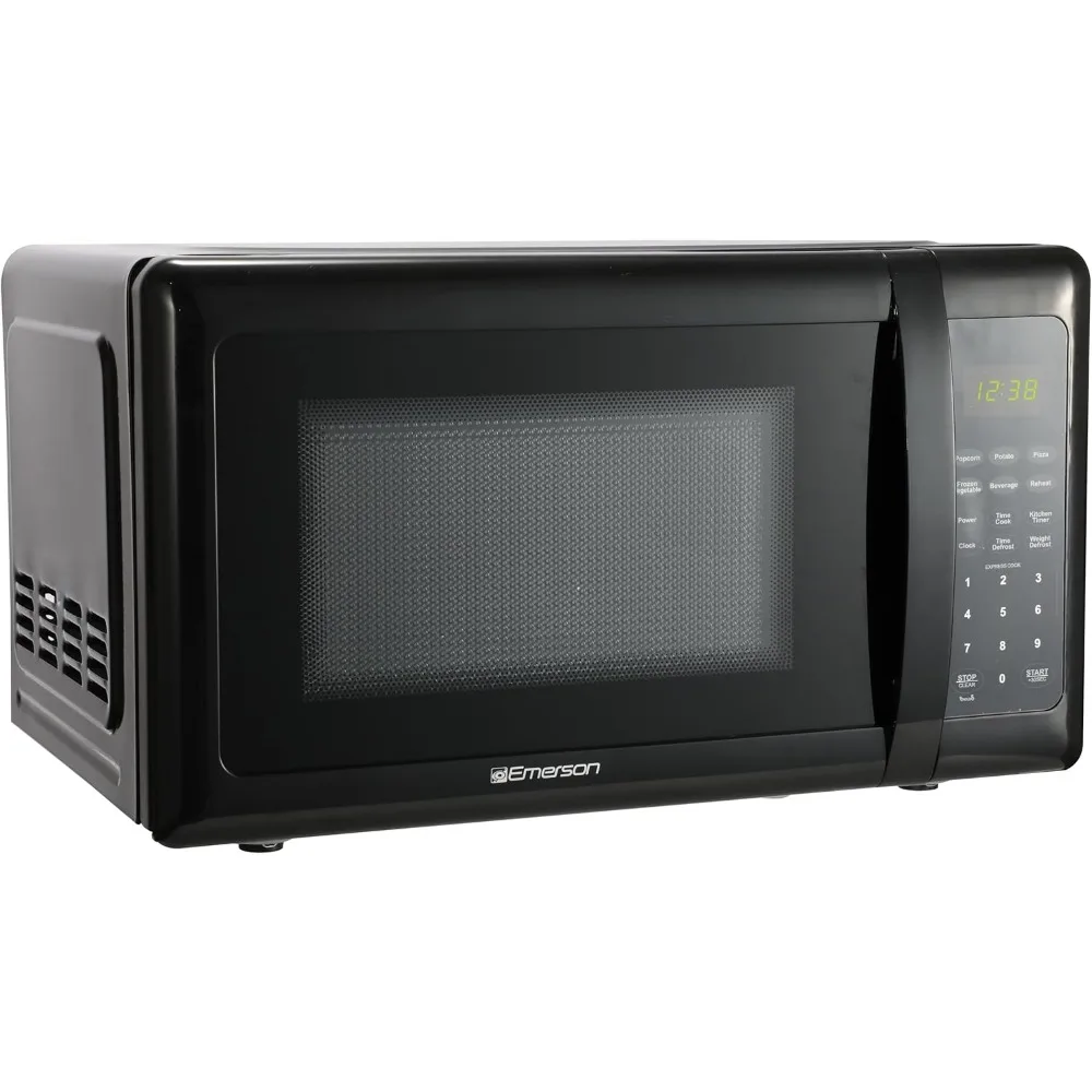 Compact Countertop Microwave Oven with Touch Control, LED Display, 700W, 10 Power Levels, 6 Auto Menus, Glass Turntable